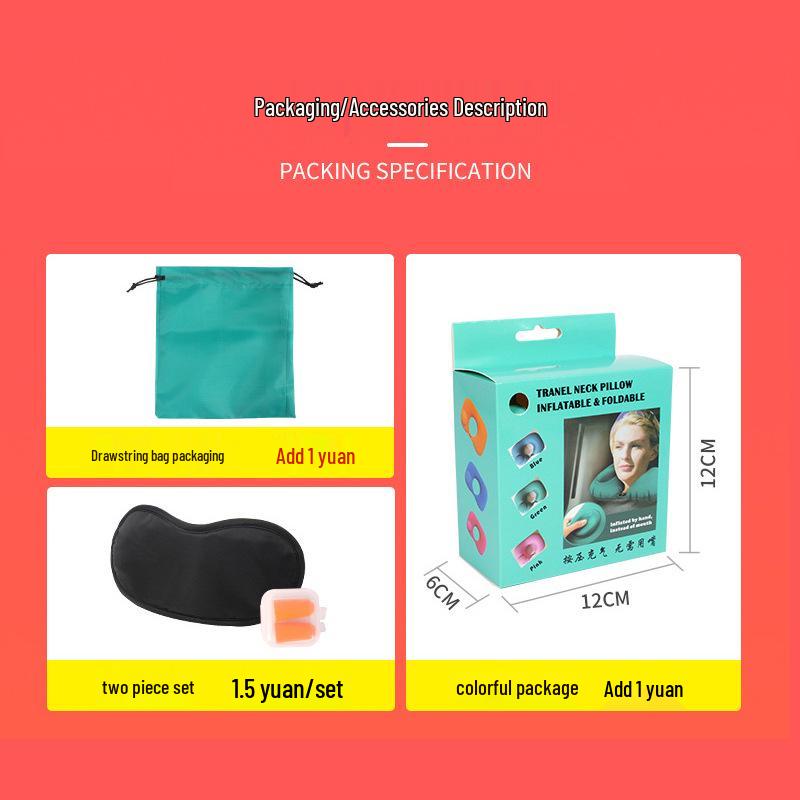 Automatyczna nadmuchiwana poduszka podróżna w kształcie litery U - Przenośna poduszka zapewniająca komfort w samolocie i na zewnątrz