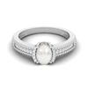 7 X 5 MM Oval Pearl Gemstone 925 Sterling Silver Halo Accent Wedding Women Ring