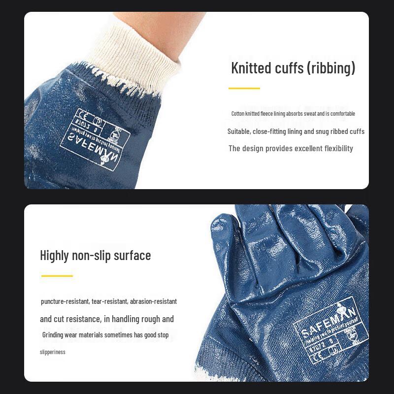 Junyu B7072-8 Full-Dip Blue Nitrile Gloves