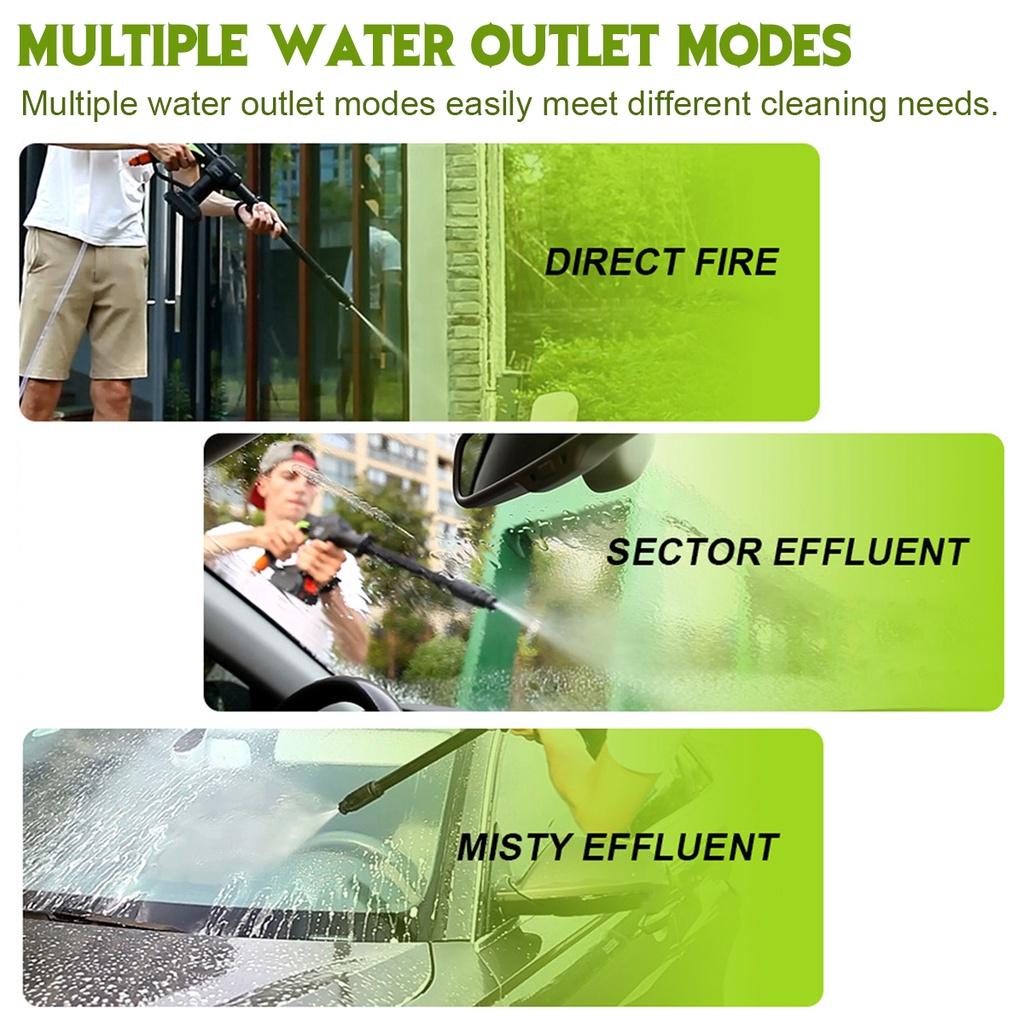 21V Portable Cordless Car Washer Machine High Pressure Electric Water Guns Nozzle Hose Pump Foam Lance Battery