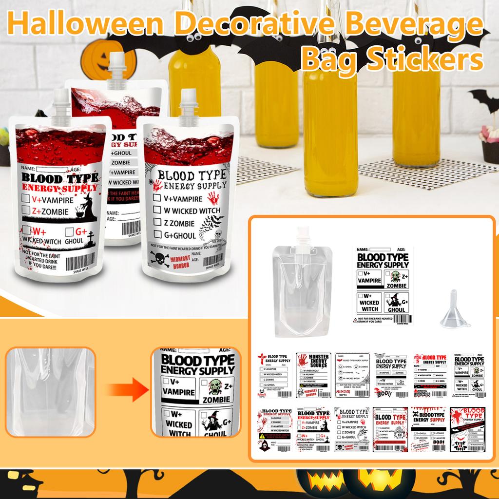 Halloween Decoration Beverage Bag Stickers Creative Horror Venue Decoration Props Party Supplies