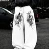 Y2K Sweatpants Gothic Printed Loose High Waist Wide Leg Pants Unisex Sports Pants Casual Long Pants Outdoor Streetwear Unisex Trousers