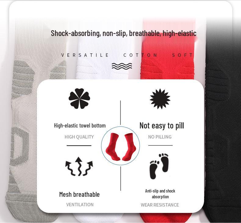 Elite Performance Mid-Calf Basketball Socks for Men & Women – Wear-Resistant, Terry Bottom, Ideal for Running and Sports