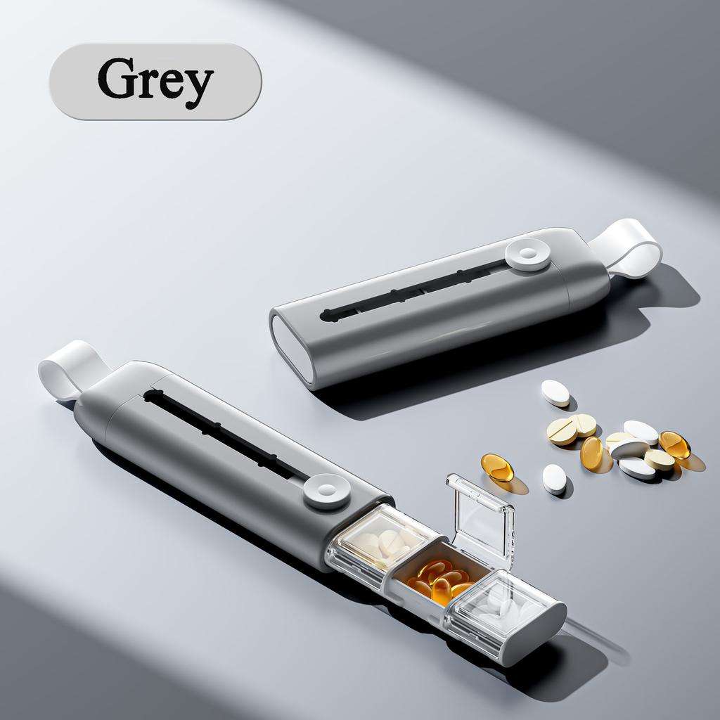Caixa de Pílulas Moderna Minimalista com 3 Compartimentos ABS+PC Silicone à Prova de Poeira Portátil Organizador de Medicamentos de Viagem para Armazenamento Diário de Medicamentos