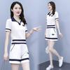 Women's 2024 Summer Stylish Korean Polo Lapel Short-Sleeve Shorts Set