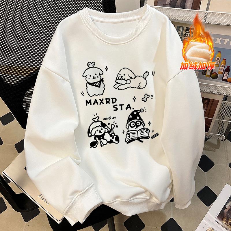 

Crew Neck Sweater Niche American Autumn and Winter Fleece Men s Couple Fleece Thicker Casual Fashion Women S