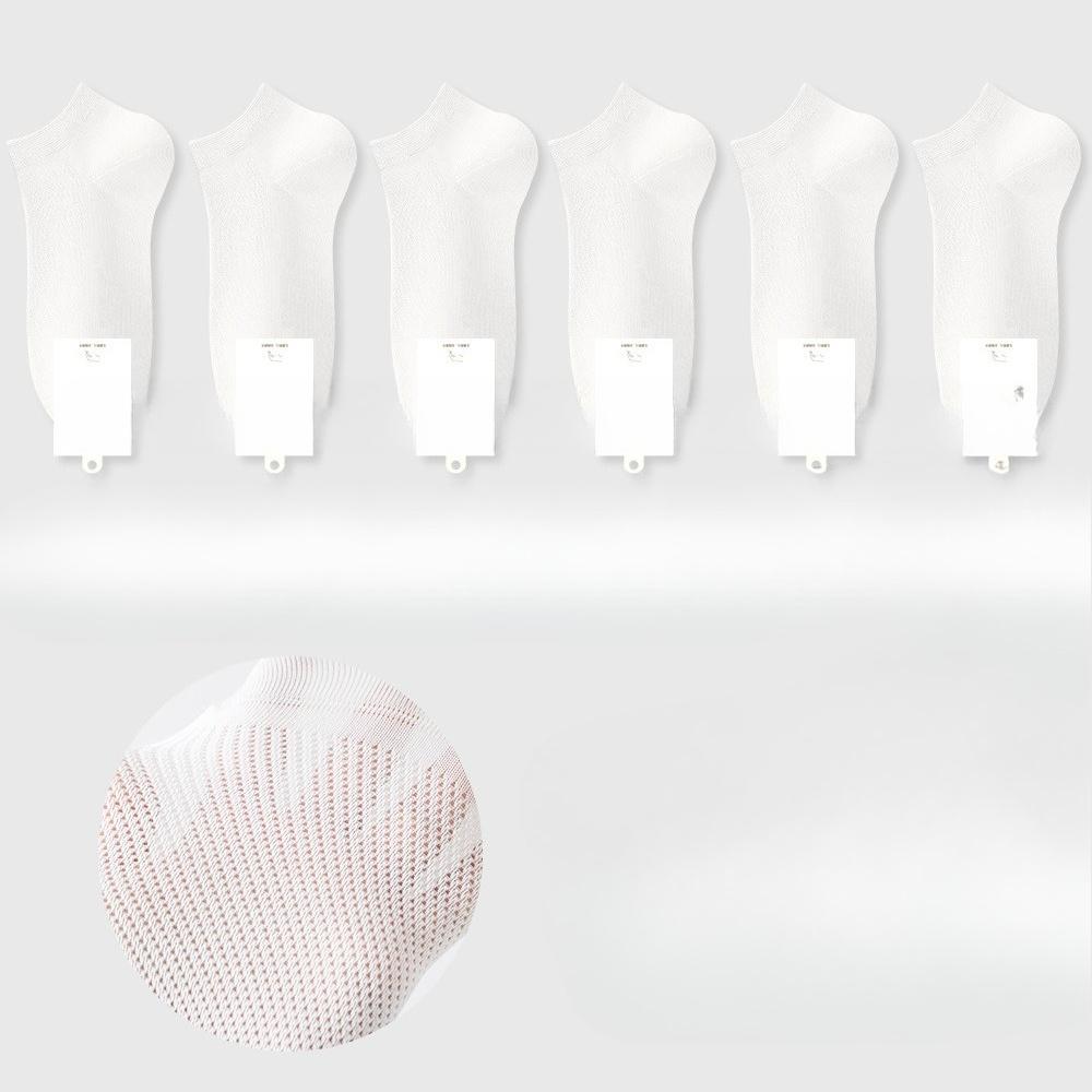 6 Pairs of Women's Summer Thin Cotton Boneless Deodorant Sweat Absorbing Heel Mesh Boat Socks