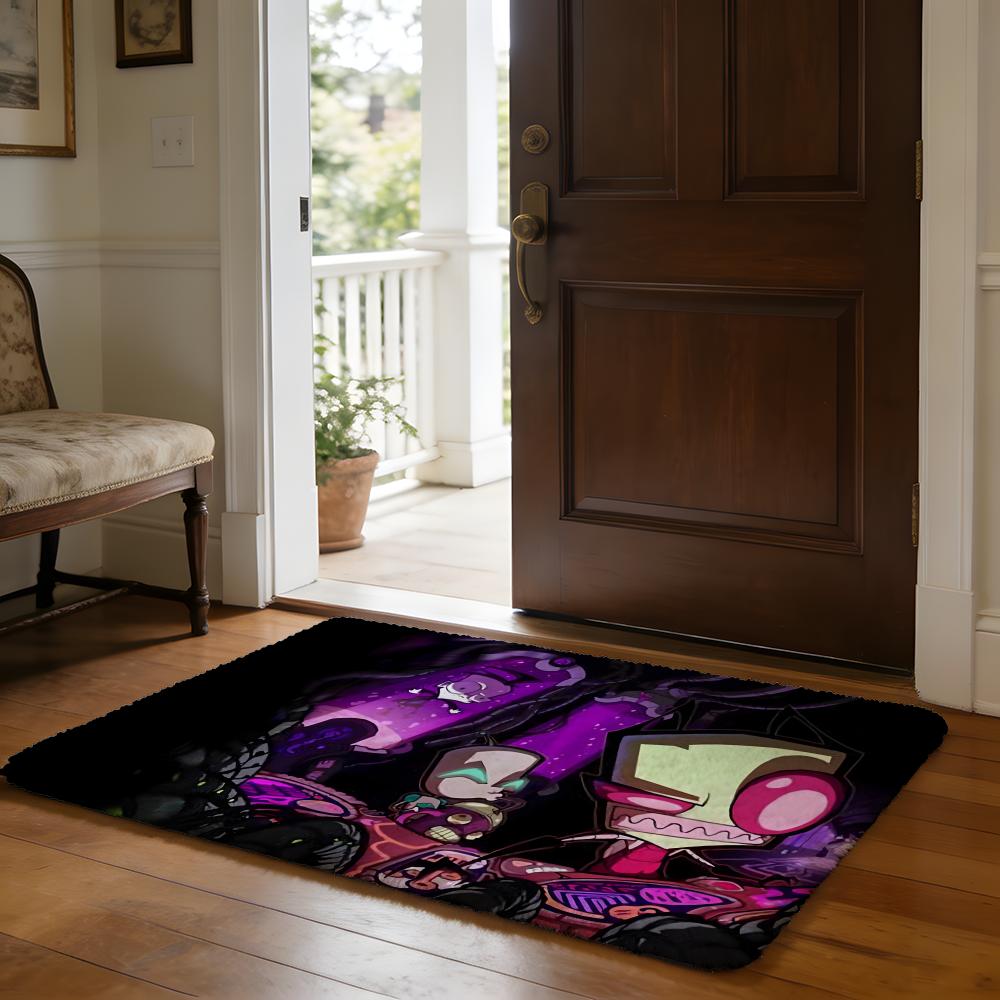 LInvader Zim Anime Floor Mat Soft Flannel Absorbent Mat Non-Slip Rug Home Bedroom Bathroom