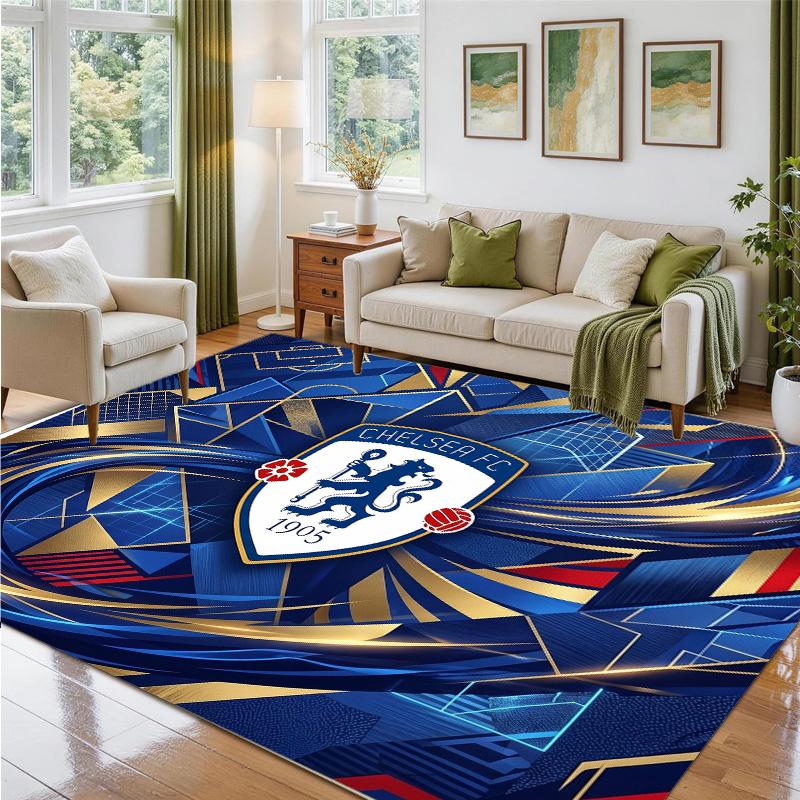 Chelsea FC Design Crystal Velvet Rug Soft Decorative Mat for Bedroom Entrance