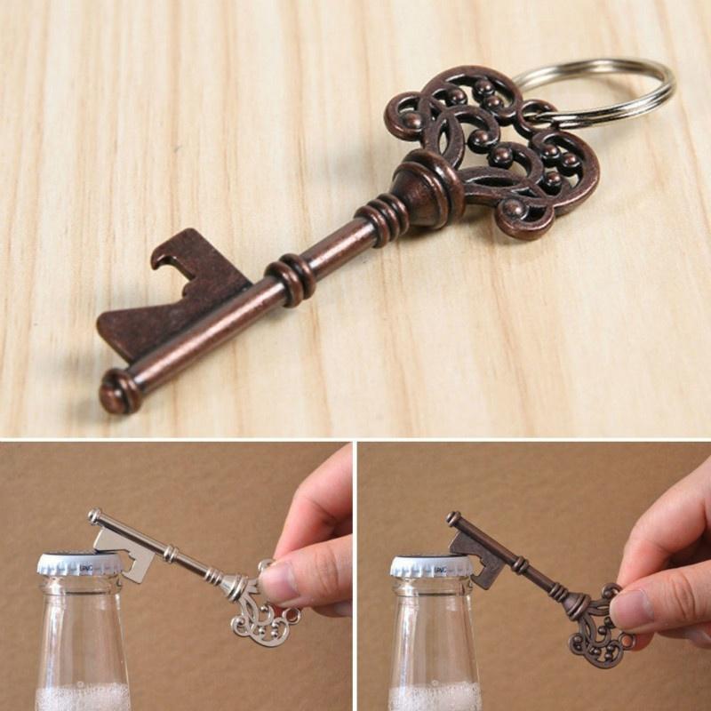 Vintage Metal Key Shaped Bottle Opener Keychain for Bars and Parties