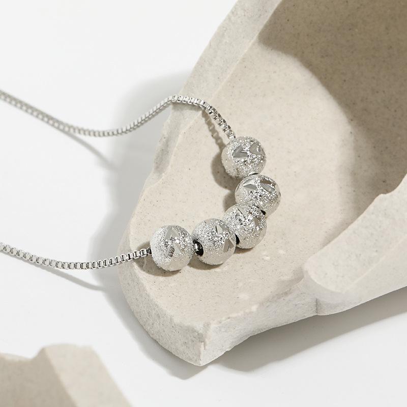 Wufu Linmen Car Flower Round Bead Collarbone Chain, Same As 18K Gold Passepartout Transfer Bead Necklace.