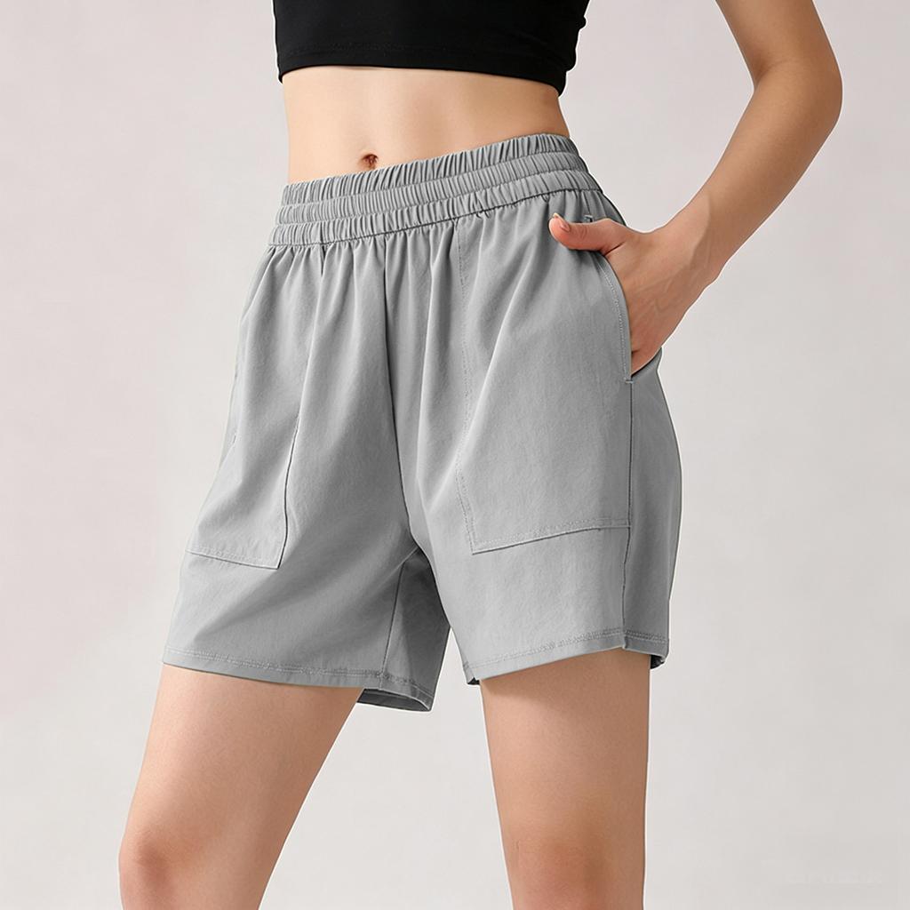 Lockere Outdoor-Laufshorts mit Taschen Elastischer Bund Leicht Atmungsaktiv Fünf Zoll Länge für Radfahren und Freizeit