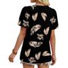 Dams casual mode rundhalsad blommig tryckt veckad kortärmad t-shirt topp