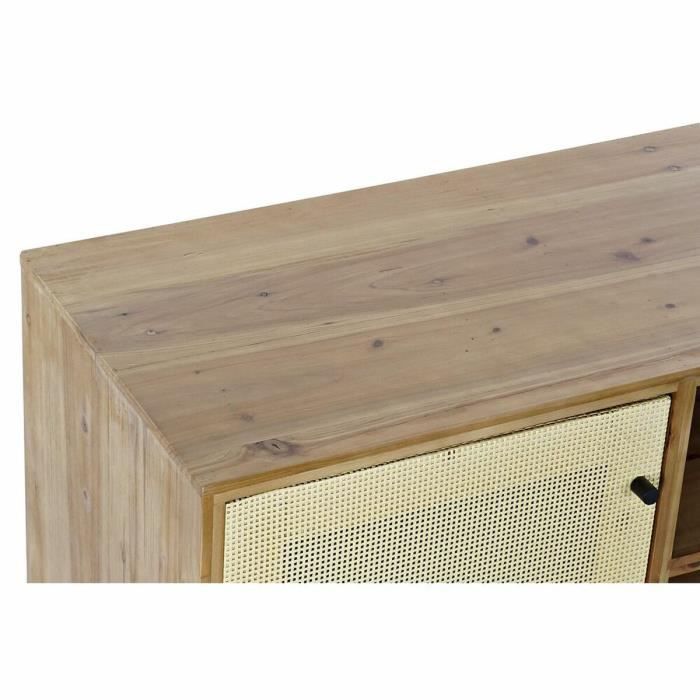 Meuble TV - Balinais - Sapin - Rotin - 140 Cm - 2 Portes - Marron