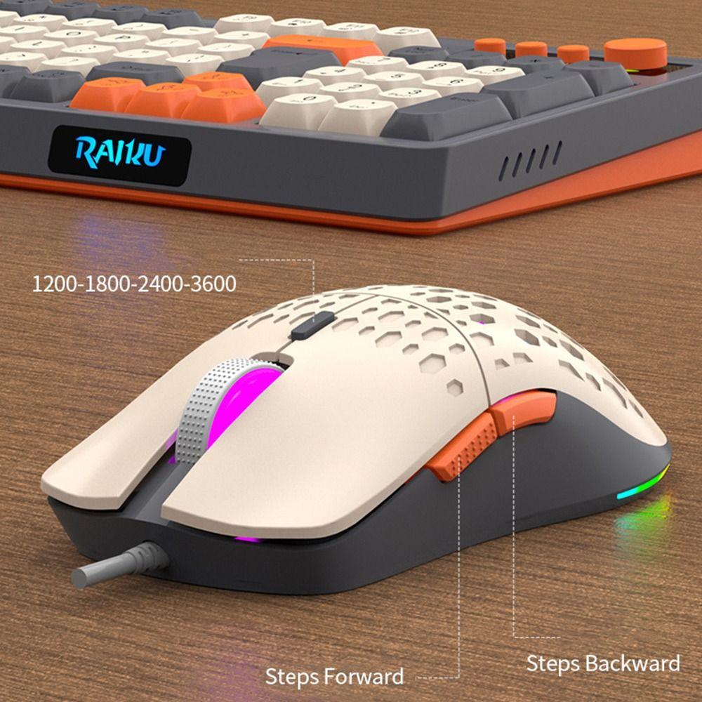 Backlight Keyboard Mouse Set 98 Key Layout Wired Keyboard New RAIKU T98 Keyboard  Office