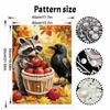 Pearl Painting DIY Kit Autumn Raccoon and Crow with Apples Frameless Sparkling Bead Art Canvas Creative Home Decor Craft for Beginners