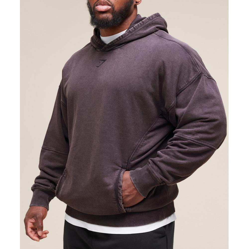 Gymshark Sudadera con capucha Heritage Washed en color marrón ciruela A4a7j Nc1t