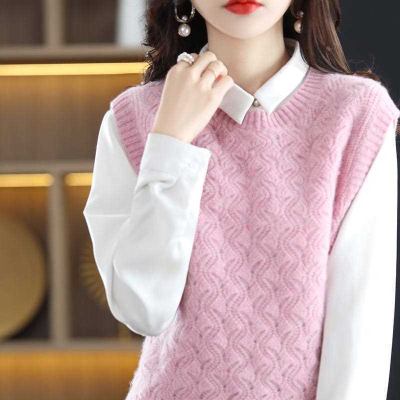 Women's Knitted Vest for Outer Wear Loose Slimming Cardigan Gilet Knitted Top for Ladies