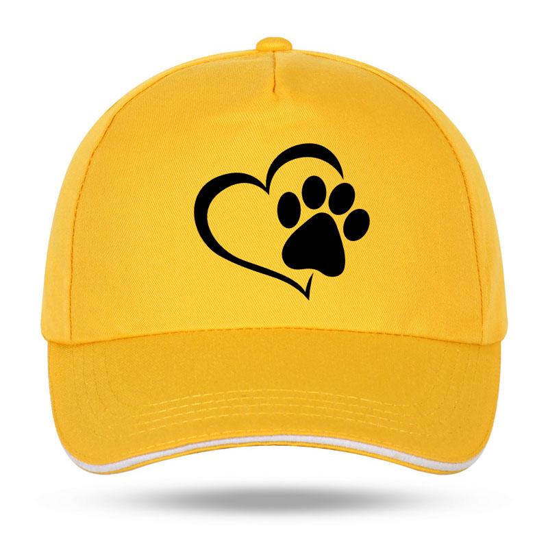 Neue Unisex Damen Mode Niedliche Hundepfote mit Pfirsichherz Baseballkappen für Hip Hop Baumwolle Trucker Cap Bone Papa Hüte