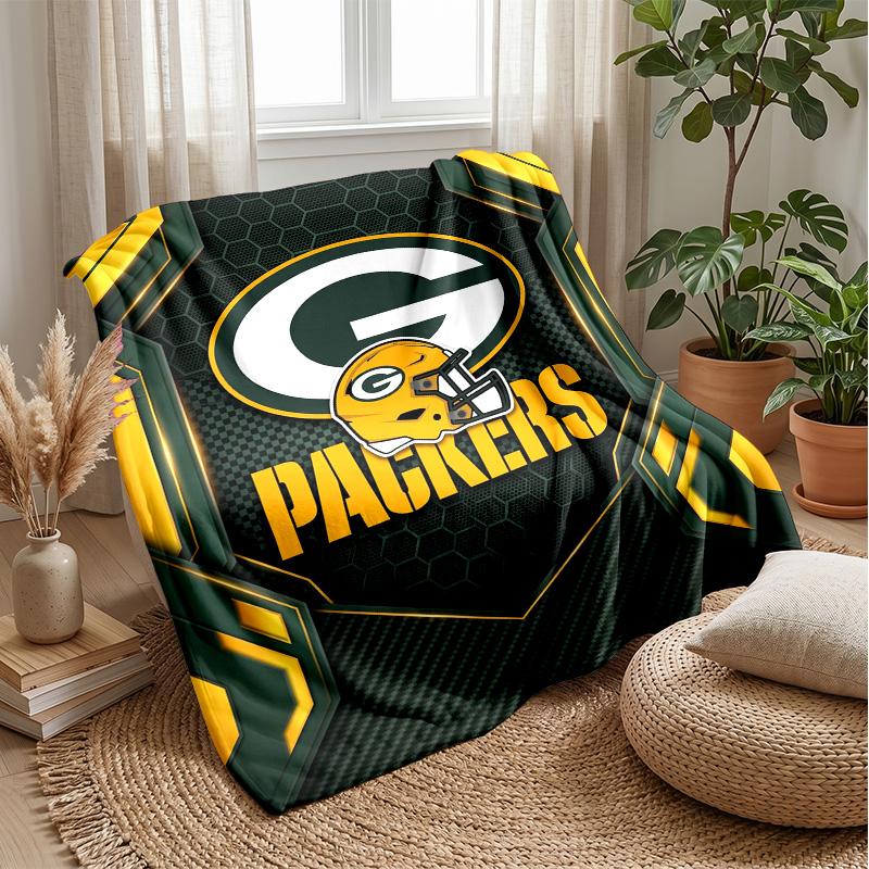 Green Bay Packers Flannel Fleece Blanket Cozy Warm Throw Blanket For Couch Bed Travel All Season Use