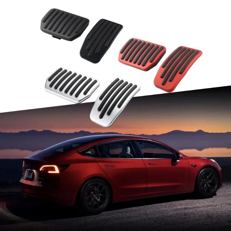 Futhope Car Foot Pedal Pads Covers For Tesla Model 3 Y Highland 2025-2025 Litchi Grain Anti Slip Accelerator Brake Rest Pedal