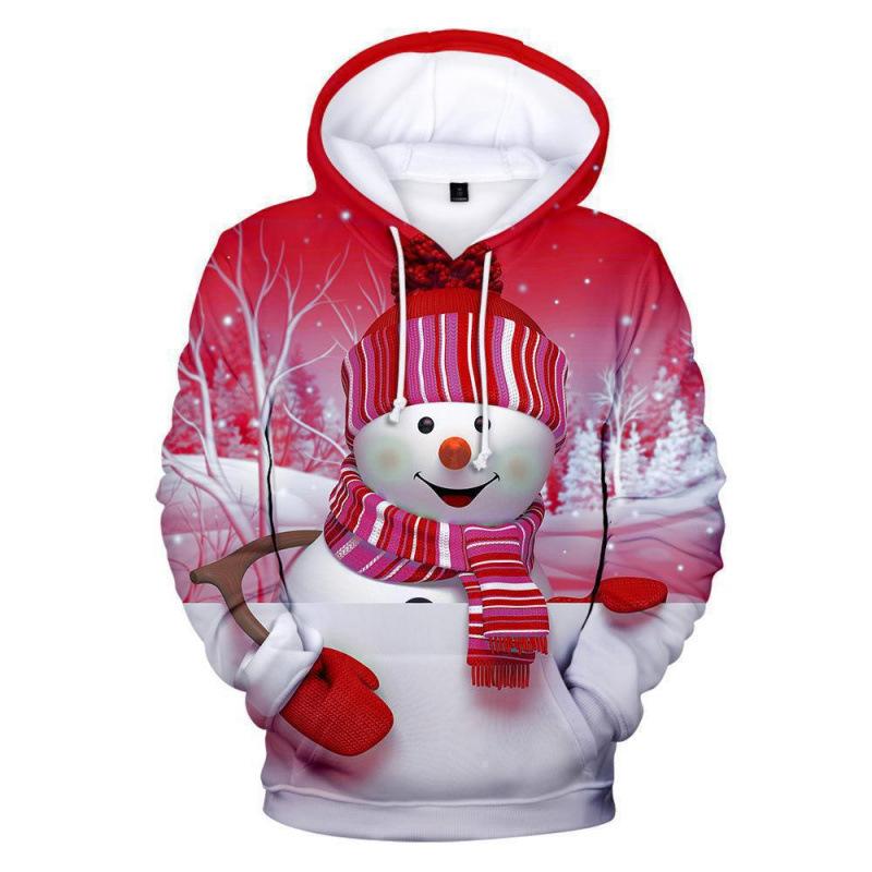 Autumn and Winter Men's Christmas New Year 3D Printed Hooded Comfortable and Breathable Hoodies & Sweatshirts (men’s)