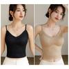 Canottiera da Donna in Pizzo con Scollo a V e Reggiseno Imbottito Integrato, Vestibilità Aderente Senza Schiena, Canottiera Base Anti-sfregamento per l'Uso Quotidiano Estivo