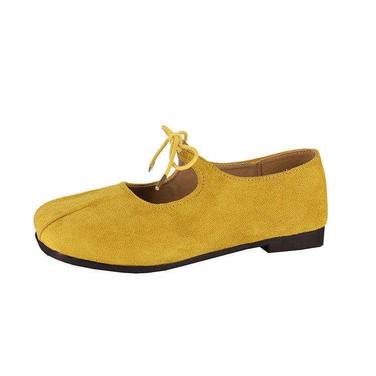 French suede flat-soled small red single shoes women's shoes 2025 spring and summer gentle Mary Jane ballet evening shoes