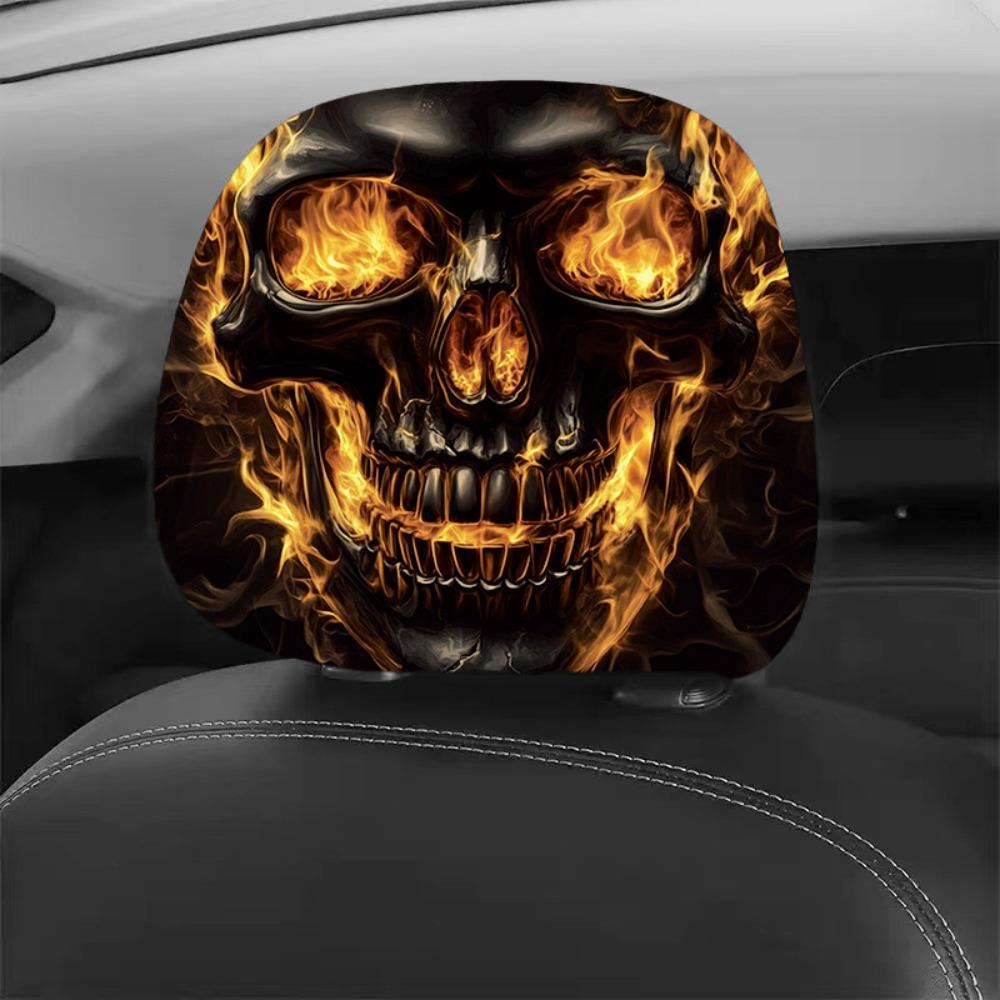 2 Pcs Ghost Car Seat Headcover Halloween Accessories Car Interior Decor All Seasons