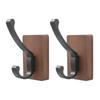Space Saving Adhesive Hook for Bathroom Door Back Made of Natural Walnuts Wood Drillless Installation for Hanging Items