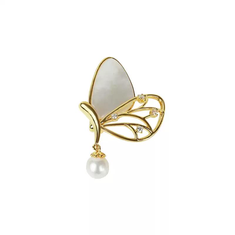 Elegant Butterfly Pendant Brooch with Pearl for Sweaters and Jackets