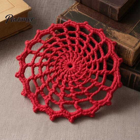 Decorative Gothic Yarn Coasters Spider Web Crochet Coaster, Handmade Knitted Drink Mat, Aesthetic Table Boho Style Dining Mats Protection Mats,
