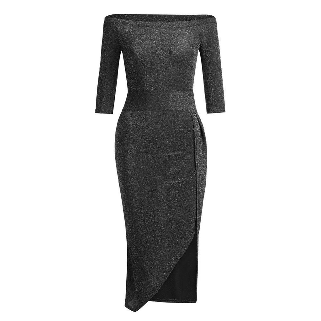 Damenmode Sexy trägerloses, eng anliegendes Kleid mit hohem Schlitz und halben Ärmeln