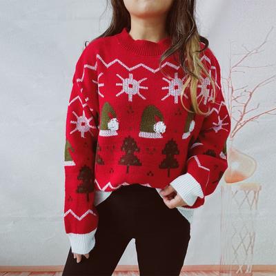 Autumn and Winter New Christmas Sweater, New Year Sweater, Round Neck Long Sleeved Christmas Hat Pullover for Women 3536 KTB