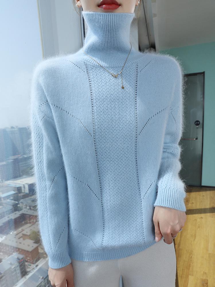 Mink Cashmere High-Neck Loose Pullover: Women's Thick Knit for Autumn/Winter 2025