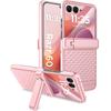 Hülle für Motorola Razr 70 Ultra / 60 Ultra, PC-Ständer-Hülle, mit Glas, pink