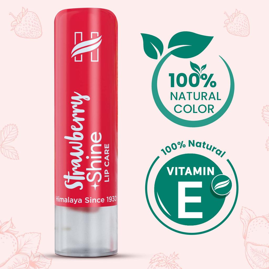 Himalaya Erdbeerglanz Lippenpflege 4,5g Packung mit 1 – Natürlicher glänzender feuchtigkeitsspendender Balsam für weiche geschmeidige Lippen mit langanhaltender Feuchtigkeit
