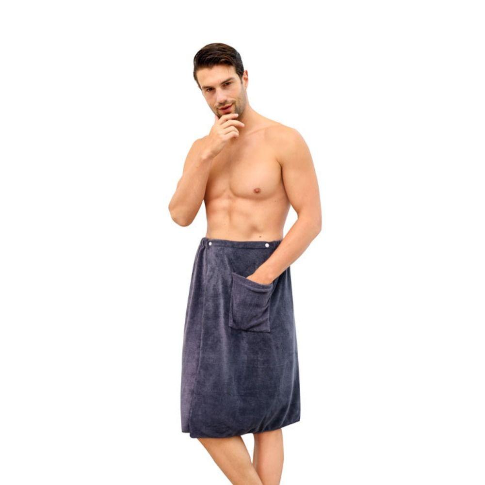 Long Shower Towel Solid Color Short Towel Pant Soft Men Wearable Bath Towel Home