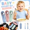 304 Stainless Steel Baby Cutlery Set Fork Spoon with Portable Storage Case Three Piece Set Safe Durable Infant Feeding Utensils