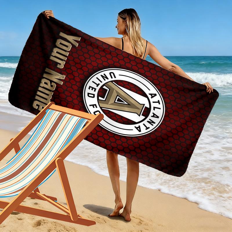 Name Custom Atlanta United FC Print Beach Towel, Large Soft Quick Dry Towel for Beach Camping Swimming