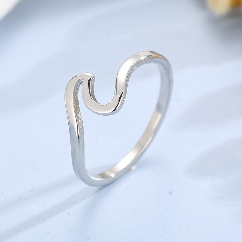316L Stainless Steel Wave Rings For Women Men New Simple Design Sea Wave Shape Ring Size 5-10 Surf Wavy Jewelry
