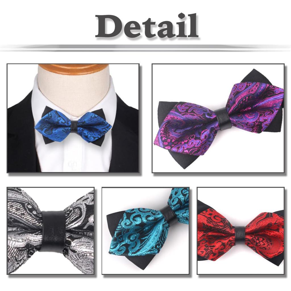 [White Fang] Jacquard Bow Tie, Unique Design, Stylish Fashion for Men and Women, NC094 (RedBlack)