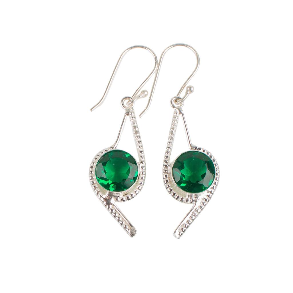 Chrome Diopside Gemstone 925 Sterling Silver Handmade Long Hook Earrings 2.00" For Women EE-53-11