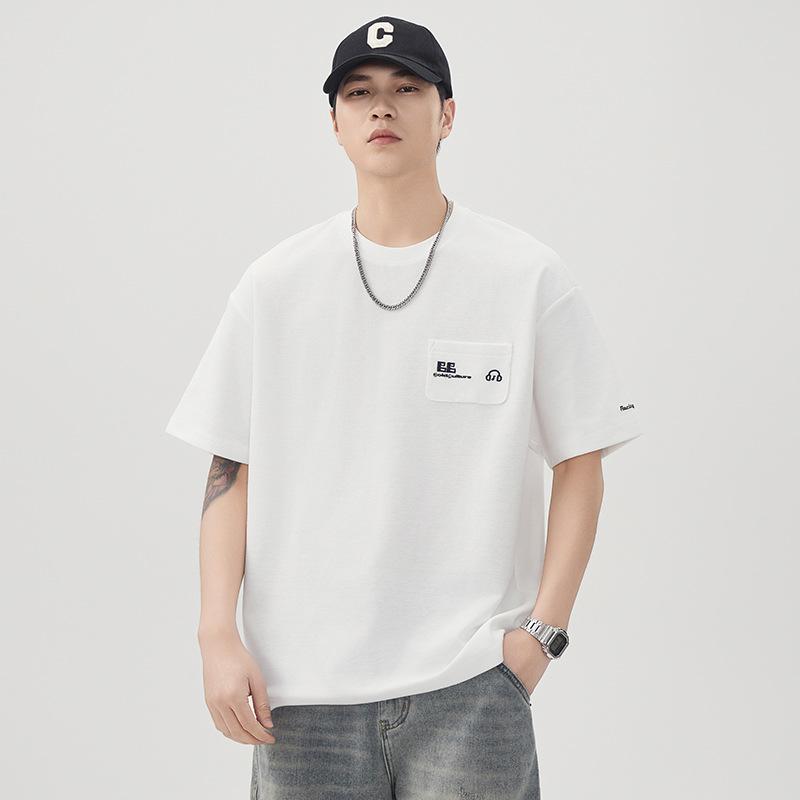 New Short-sleeved T-shirt for Men's Niche Pocket Embroidered T-shirt for Summer Loose Half-sleeved Top