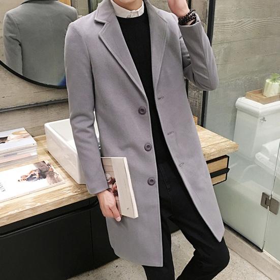 Palton Trench Lungime Genunchi Nasturi Stil Business Palton Trench Lânos pentru Muncă