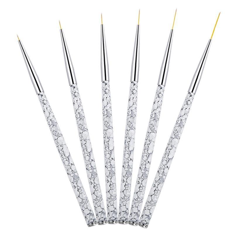 5/7/9mm 11/15/20mm Nail Brush Acrylic French Stripe Line Painting Drawing Flower Pen Gel UV Polish Marble Handle Manicure Tools