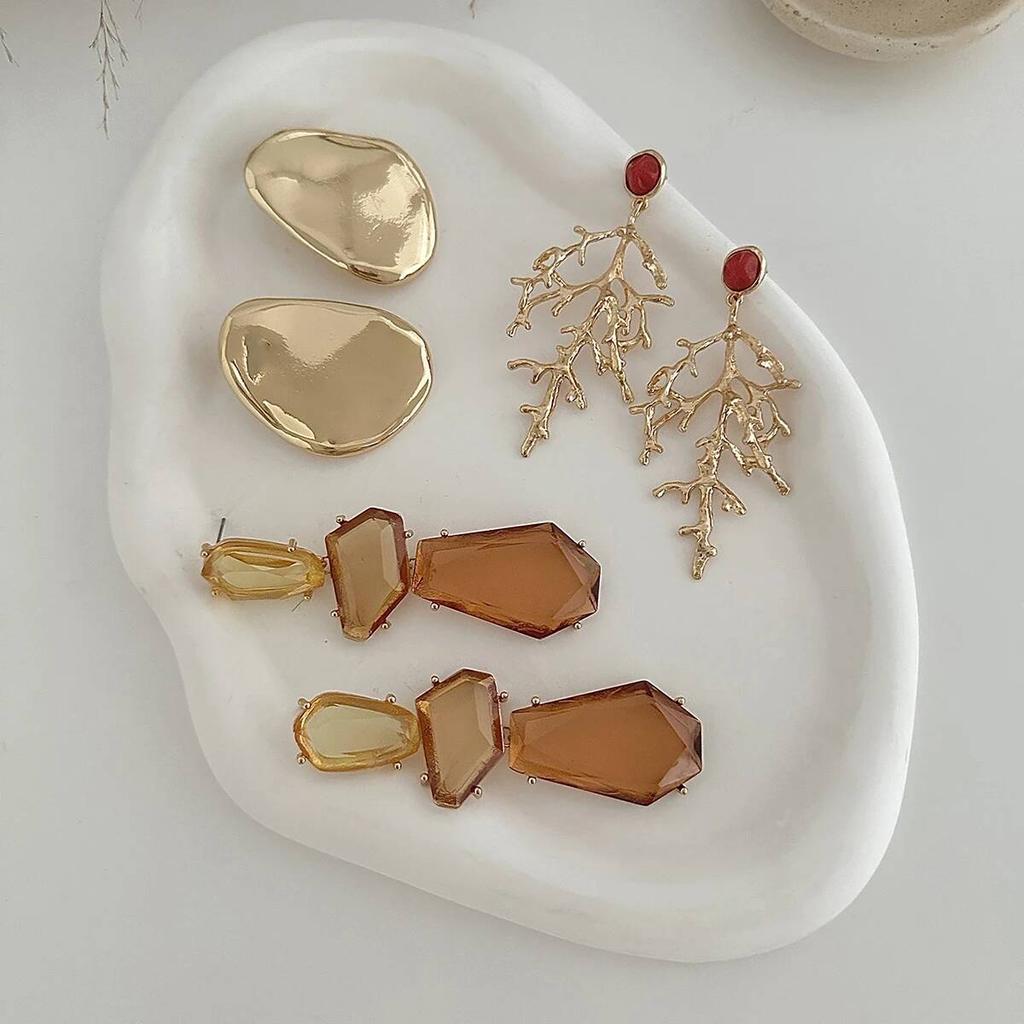SHIXIN 3 Styles New Fashion Irregular Acrylic Pendant Earrings for Women Vintage Geometric Coral Drop Earrings Party Jewelry