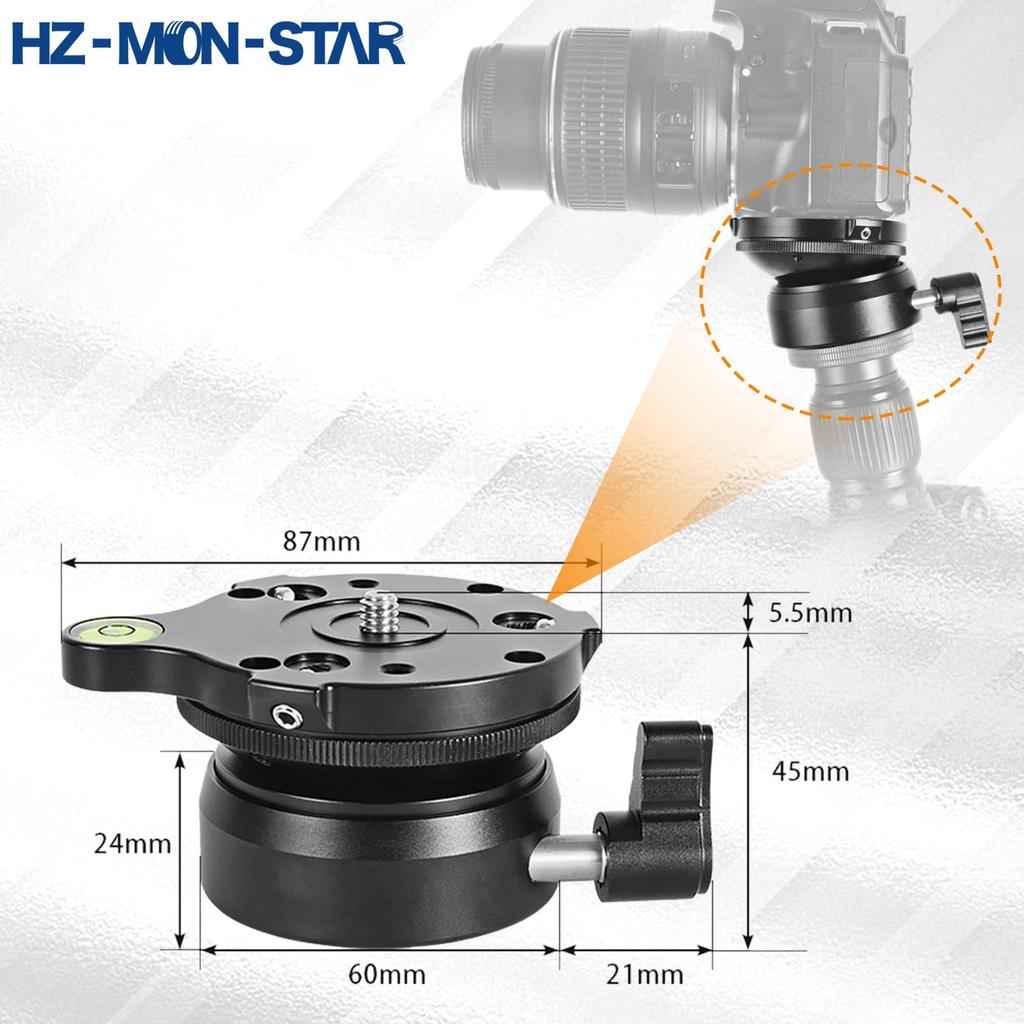 Leveling Base for Ball Head Half Compatible with Ball and Ball Includes Camera Connection Tripod Connection Size Conversion Screw Adapter to Hex