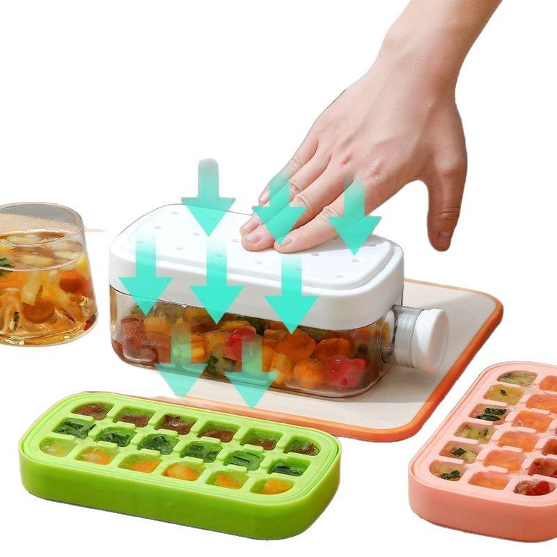 Press-Type Ice Cube Tray & Kettle: Food-Grade Mold for Household Ice Making.