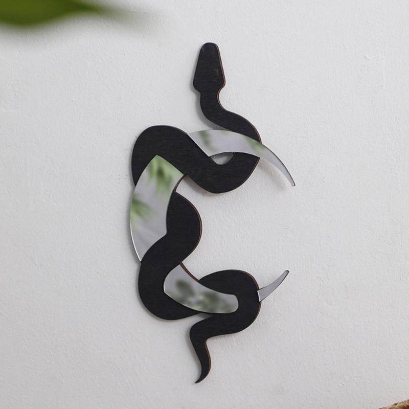 Decorative Crescents Snake Wood Mirror Wall Ornament Fit Diverse Styles Preferences